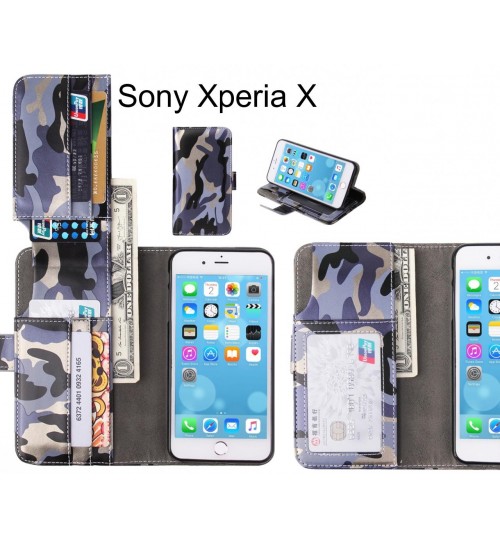 Sony Xperia X Case Wallet Leather Flip Case 7 Card Slots - Grey