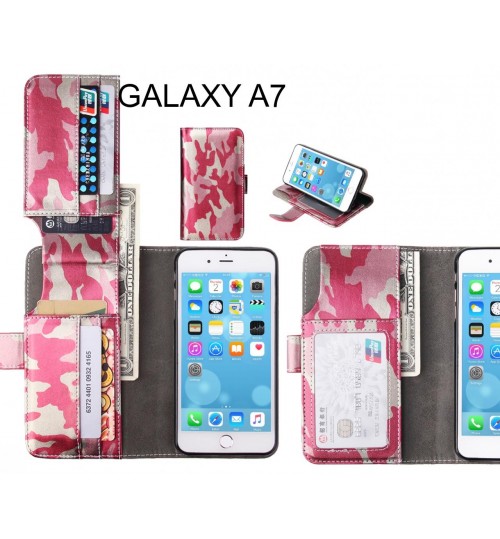 Galaxy A7 Case Wallet Leather Flip Case 7 Card Slots - Pink