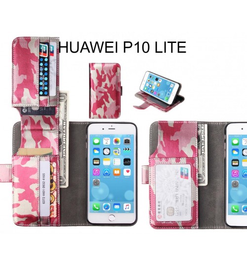 Huawei P10 Lite Case Wallet Leather Flip Case 7 Card Slots - Pink