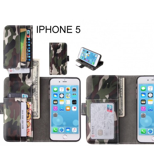 Iphone 5 Case Wallet Leather Flip Case 7 Card Slots - Green