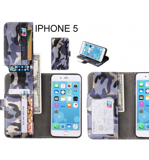 Iphone 5 Case Wallet Leather Flip Case 7 Card Slots - Grey