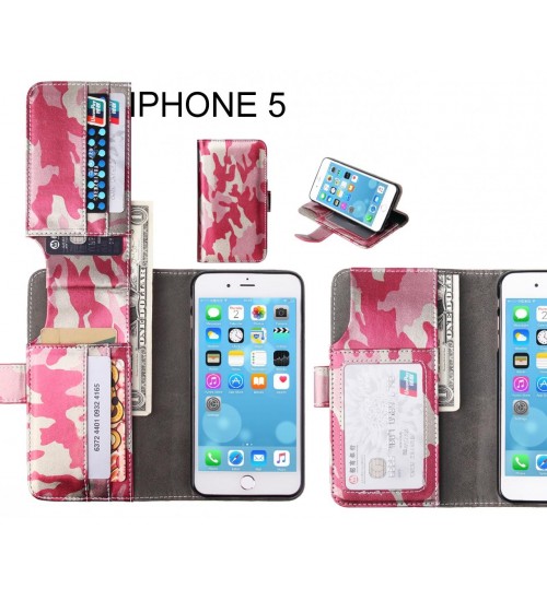 Iphone 5 Case Wallet Leather Flip Case 7 Card Slots - Pink