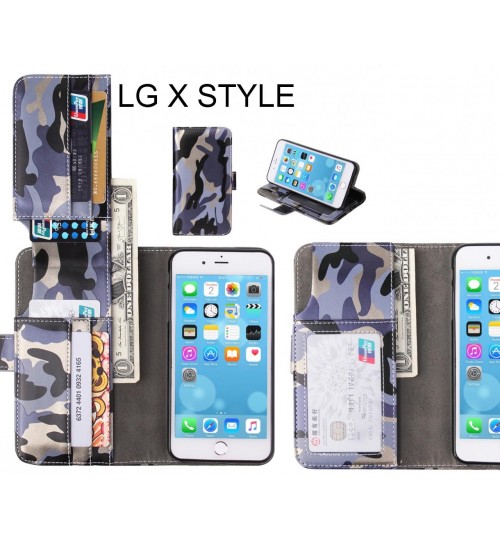 Lg X Style Case Wallet Leather Flip Case 7 Card Slots - Grey