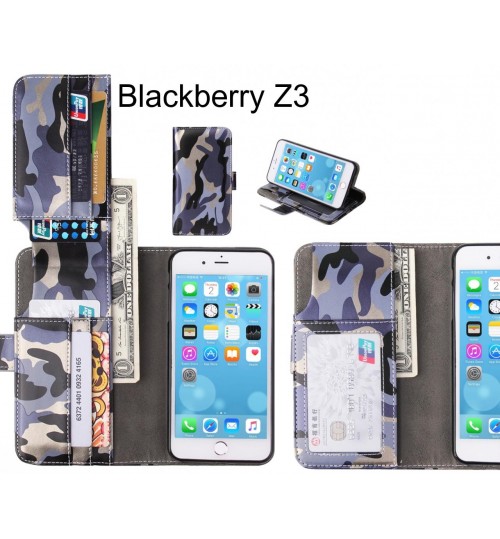 Blackberry Z3 Case Wallet Leather Flip Case 7 Card Slots - Grey