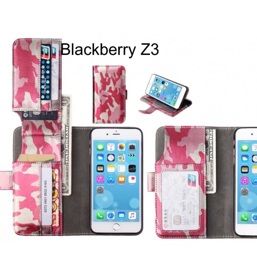 Blackberry Z3 Case Wallet Leather Flip Case 7 Card Slots - Pink