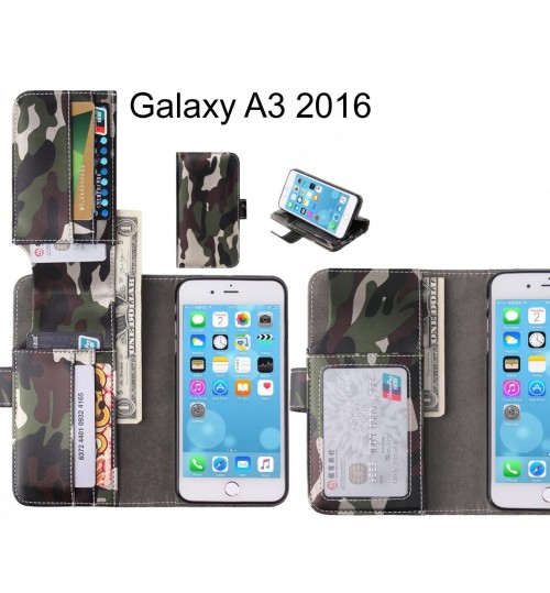 Galaxy A3 2016 Case Wallet Leather Flip Case 7 Card Slots - Green