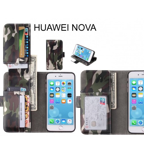 Huawei Nova Case Wallet Leather Flip Case 7 Card Slots - Green