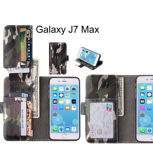Galaxy J7 Max Case Wallet Leather Flip Case 7 Card Slots - Green