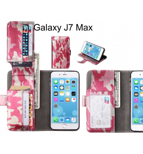 Galaxy J7 Max Case Wallet Leather Flip Case 7 Card Slots - Pink