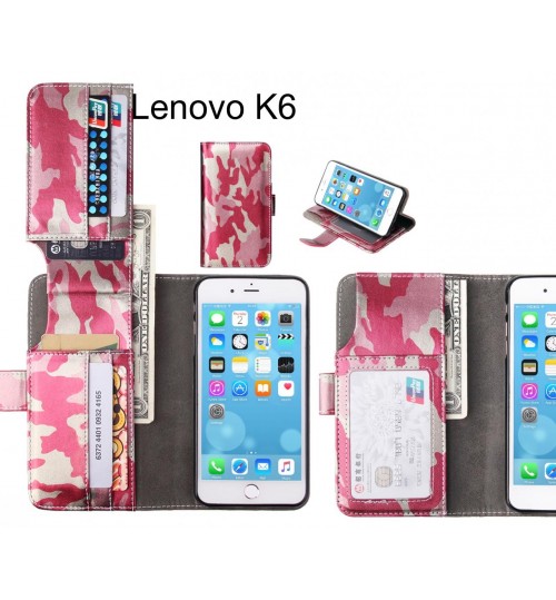 Lenovo K6 Case Wallet Leather Flip Case 7 Card Slots - Pink