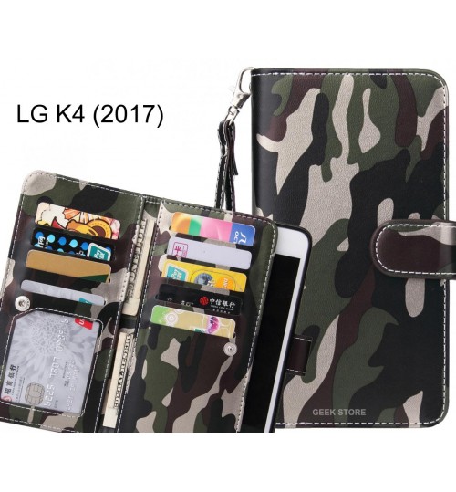 LG K4 (2017) Case Multi function Wallet Leather Case Camouflage