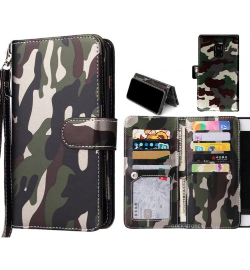 Galaxy A8 (2018) Case Multi function Wallet Leather Case Camouflage