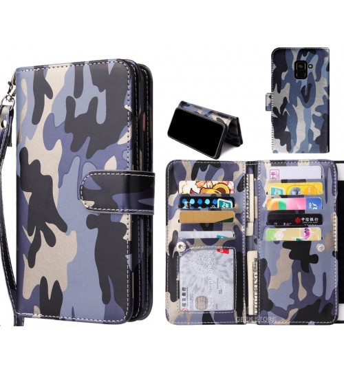 Galaxy A8 (2018) Case Multi function Wallet Leather Case Camouflage