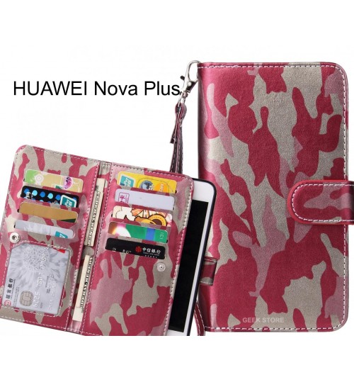 Huawei Nova Plus Case Multi Function Wallet Leather Case Camouflage - Pink