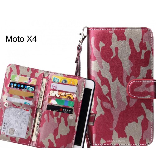 Moto X4 Case Multi function Wallet Leather Case Camouflage