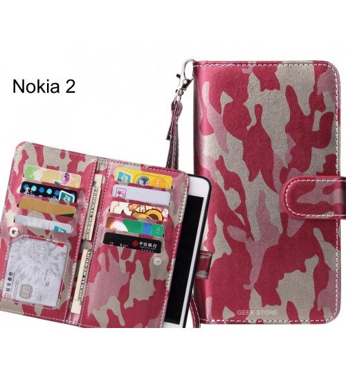 Nokia 2 Case Multi function Wallet Leather Case Camouflage