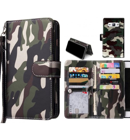 Galaxy J1 Ace Case Multi function Wallet Leather Case Camouflage