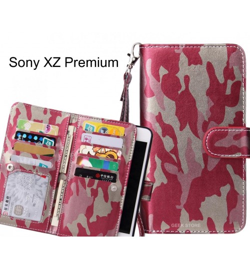 Sony XZ Premium Case Multi function Wallet Leather Case Camouflage