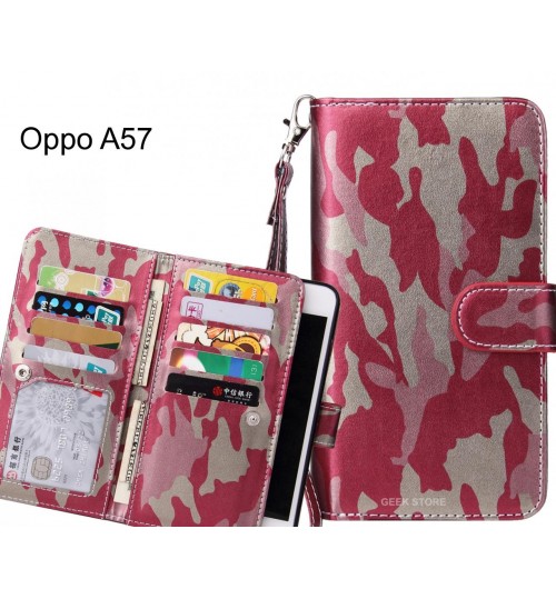 Oppo A57 Case Multi function Wallet Leather Case Camouflage