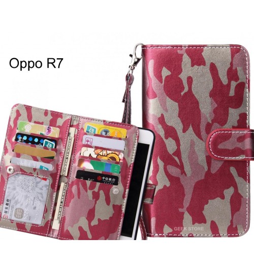 Oppo R7 Case Multi function Wallet Leather Case Camouflage