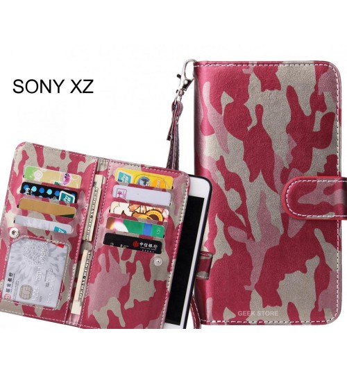 SONY XZ Case Multi function Wallet Leather Case Camouflage