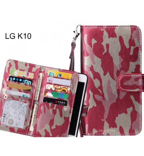 LG K10 Case Multi function Wallet Leather Case Camouflage
