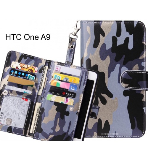 HTC One A9 Case Multi function Wallet Leather Case Camouflage
