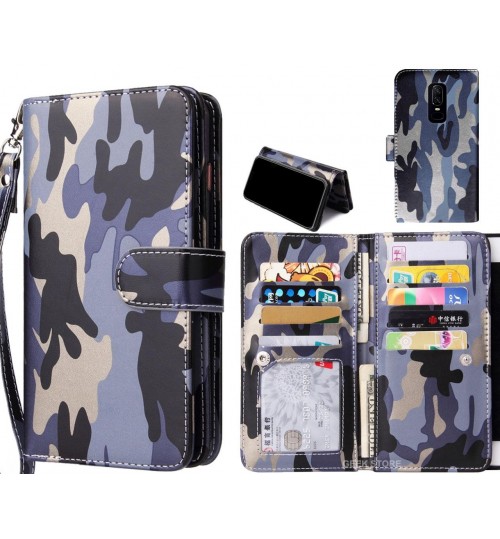 Oneplus 6 Case Multi Function Wallet Leather Case Camouflage - Grey