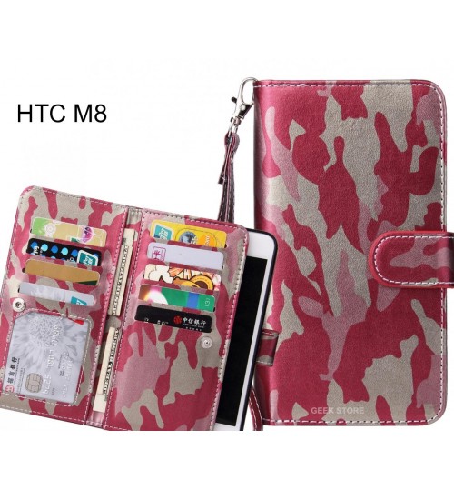 Htc M8 Case Multi Function Wallet Leather Case Camouflage - Pink