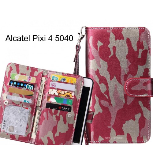 Alcatel Pixi 4 5040 Case Multi function Wallet Leather Case Camouflage