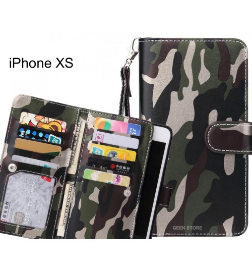 iPhone XS Case Multi function Wallet Leather Case Camouflage