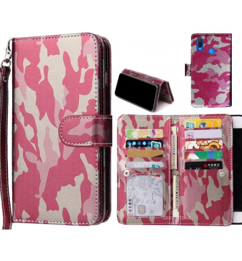 Huawei Nova 3i Case Multi Function Wallet Leather Case Camouflage - Pink