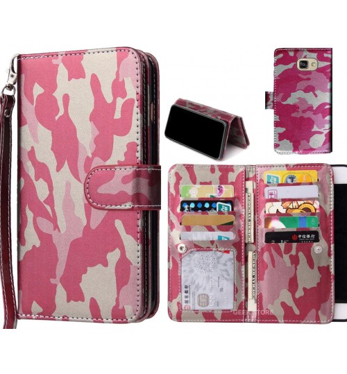 Galaxy A5 2016 Case Multi Function Wallet Leather Case Camouflage - Pink