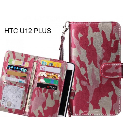Htc U12 Plus Case Multi Function Wallet Leather Case Camouflage - Pink
