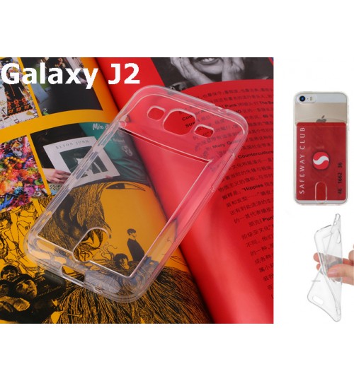 Samsung Galaxy J2 Case Clear Soft TPU Card holder