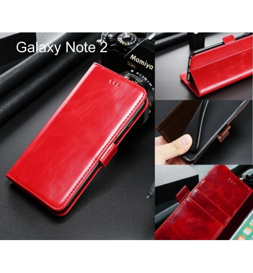 Galaxy Note 2 Case Premium Fine Leather Wallet Case - Red