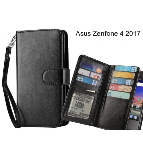Asus Zenfone 4 2017 Case Double Wallet Leather Case 9 Card Slots - Black