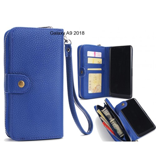 Galaxy A9 2018 Case Coin Wallet Case Full Wallet Leather Case - Dark Blue