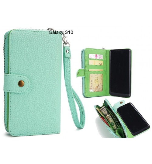Galaxy S10 Case Coin Wallet Case Full Wallet Leather Case - Green
