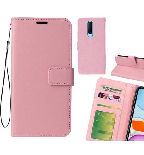 Oppo R17 Pro Case Fine Leather Wallet Case - Pink