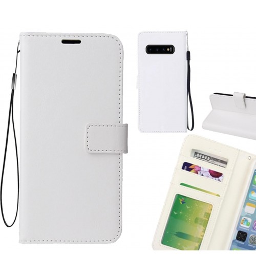 Galaxy S10 Plus Case Fine Leather Wallet Case - White