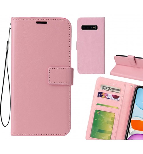 Galaxy S10 Plus Case Fine Leather Wallet Case - Pink