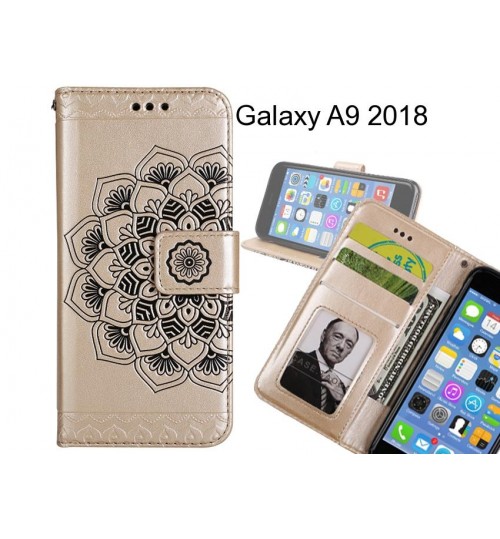 Galaxy A9 2018 Case mandala embossed leather wallet case