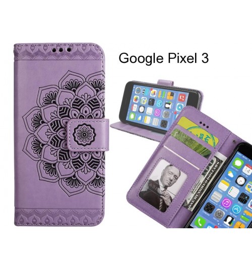 Google Pixel 3 Case mandala embossed leather wallet case