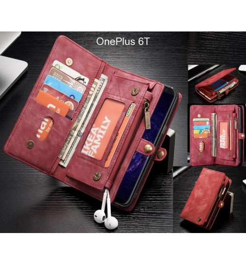 OnePlus 6T Case Retro leather case multi cards cash pocket & zip