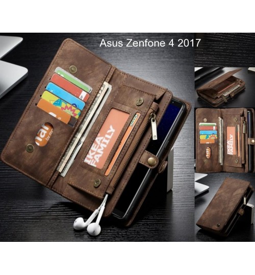 Asus Zenfone 4 2017 Case Retro leather case multi cards cash pocket & zip