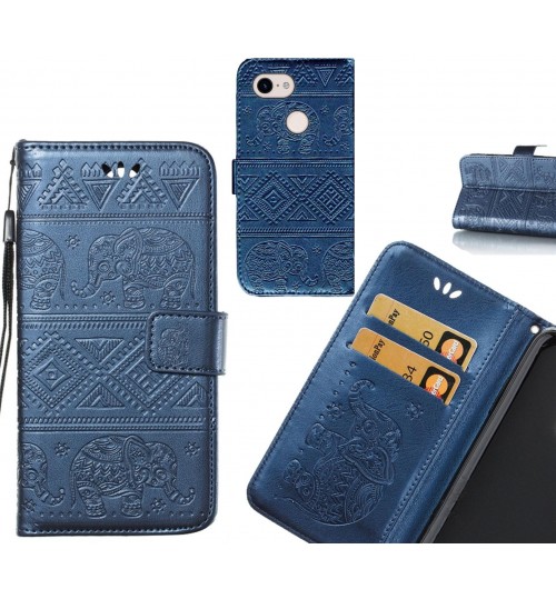 Google Pixel 3 case Wallet Leather flip case Embossed Elephant Pattern
