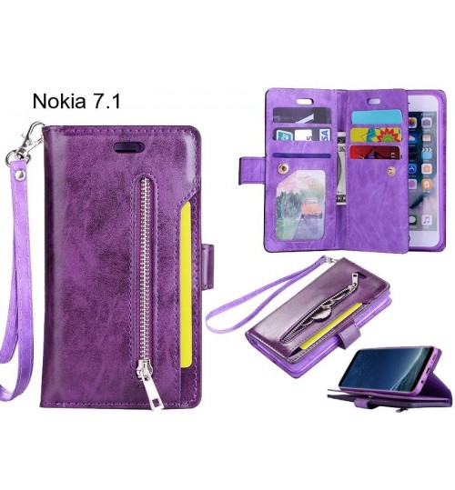 Nokia 7.1 case 10 cards slots wallet leather case with zip
