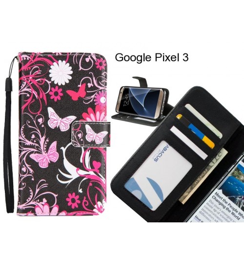Google Pixel 3 case 3 card leather wallet case printed ID