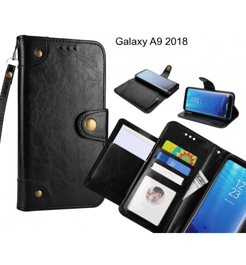 Galaxy A9 2018  Case Executive Multi Card Wallet Leather Case - Black